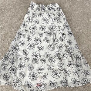 NWT Cider White Maxi Skirt with Black Rose Print